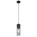 Suspensie metal negru mat, sticlă fumuriu, metal negru mat, cablu textil negru, ø: 100mm, H: 1525mm, excl. 1x E27 25W 230V