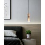 Lampă suspendată metal cappuccino mat, sticlă colorată fumurie, gradient clar, cablu textil negru, înălțimea poate fi scurtată, sticlă cu caneluri, ø: 100mm, H: 1525mm, excl. 1x E27 25W 230V - imagine 2