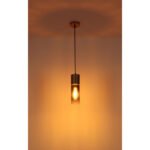Lampă suspendată metal cappuccino mat, sticlă colorată fumurie, gradient clar, cablu textil negru, înălțimea poate fi scurtată, sticlă cu caneluri, ø: 100mm, H: 1525mm, excl. 1x E27 25W 230V - imagine 5