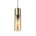 Suspensie , alamă mat, sticlă fumuriu auriu  cablu textil maroD: 105, H :. 1525 excl 1xE27 25W 230V - imagine 4