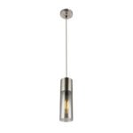 Suspensie nichel mat, sticla fumuriu, cablu textil alb-negru, D: 105, H: 1525 excl 1xE27 25W 230V.