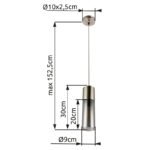 Suspensie nichel mat, sticla fumuriu, cablu textil alb-negru, D: 105, H: 1525 excl 1xE27 25W 230V. - imagine 5