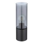 Lampă de masă metal negru mat, sticlă fumurie, cablu textil negru, touch on/off, ø: 90mm, H: 300mm, lungime cablu 1500mm, excl. 1x E27 25W 230V - imagine 4