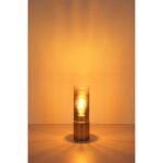 Lampă de masă metal cappuccino mat, sticlă fumurie, gradient clar, cablu textil alb, touch on/off, sticlă cu caneluri, ø: 90mm, H: 300mm, lungime cablu 1500mm, excl. 1x E27 25W 230V - imagine 5