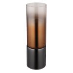 Lampă de masă din metal negru-crom, sticlă de culoare cupru, gradient transparent, cablu textil negru, touch on/off, ø: 90mm, H: 300mm, lungime cablu 1500mm, fără 1x E27 25W 230V - imagine 3