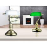 Lampă de birou , alamă, sticlă verde, comutator, LxWxH: 250x190x360, excl 1xE27 60W 230V - imagine 2