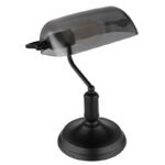 Lampă de masă metal negru mat, sticlă fumurie, cablu PVC negru, întrerupător pe cablu, L x l x I: 250x160x320mm, lungime cablu 1500mm, fără 1x E27 60W 230V - imagine 3