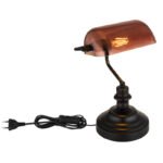 Lampă de masă din metal negru mat, sticlă de culoarea cuprului, gradient transparent, cablu PVC negru, întrerupător pe cablu, LxLxA: 250x190x360mm, lungime cablu 1500mm, fără 1x E27 60W 230V - imagine 4