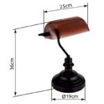 Lampă de masă din metal negru mat, sticlă de culoarea cuprului, gradient transparent, cablu PVC negru, întrerupător pe cablu, LxLxA: 250x190x360mm, lungime cablu 1500mm, fără 1x E27 60W 230V - imagine 5
