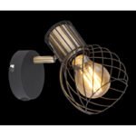 Spot bara, metal negru mat/auriu, intrerupator BxH:120x165, AL:160, exkl. 1xE27 40W 230V - imagine 3