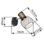 Spot bara, metal negru mat/auriu, intrerupator BxH:120x165, AL:160, exkl. 1xE27 40W 230V - imagine 6