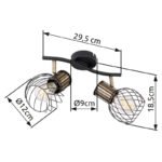 Spot bara, metal negru mat/auriu, LxBxH:296x230x185, exkl. 2xE27 40W 230V - imagine 6