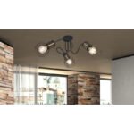Plafoniera, metal negru mat/auriu,, D:600, H:240, exkl. 3xE27 40W 230V - imagine 2