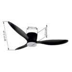 Ventilator de tavan, metal/plastic negru mat,ň reglabil intensitate, viteze multiple prin întrerupător de perete, memorie, temporizator, telecomandă, 2 direcții de rotație, ø:1315mm, LED 20W 230V, sursă 2460 lm, putere 1450 lm, CCT 2700-6500K - imagine 6