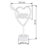 Element decorativ, plastic alb mat, plastic opal, comutator glisant, inimă cu dragoste, LxLxH: 185x100x320mm, incl. LED 2W 4.5V, roz - imagine 6