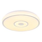 Plafonieră alb metalic, plastic opal strălucitor, inel cromat, ø: 380mm, H: 65mm, incl. LED 24W 230V, sursă 2500lm, ieșire 1400lm, 3000K