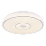Plafonieră alb metalic, plastic opal strălucitor, inel cromat, ø: 380mm, H: 65mm, incl. LED 24W 230V, sursă 2500lm, ieșire 1400lm, 4000K