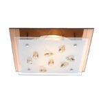 Plafoniera , ruginiu, sticlă mata, cristale K5 șampanie, LxWxH: 335x335x85,  2xE27 Illu 40W 230V.