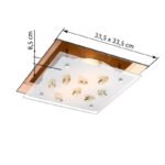 Plafoniera , ruginiu, sticlă mata, cristale K5 șampanie, LxWxH: 335x335x85,  2xE27 Illu 40W 230V. - imagine 3