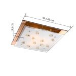 Plafoniera , ruginiu, sticlă mata, cristale K5 șampanie,, LxWxH: 420x420x85, excl 3xE27 Illu 40W 230V. - imagine 4