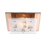 Plafoniera , ruginiu, sticlă mata, cristale K5 șampanie,, LxWxH: 240x240x85,excl 1xE27 Illu 40W 230V.