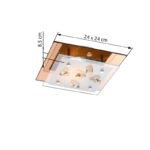 Plafoniera , ruginiu, sticlă mata, cristale K5 șampanie,, LxWxH: 240x240x85,excl 1xE27 Illu 40W 230V. - imagine 3