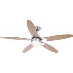 Ventilator chrom si nichel mat, 3  viteze, 2 directii de invartire,intrerupator cu lant, D:1320, H:406, exkl. 1xE14 60W 230V