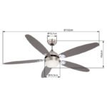 Ventilator chrom si nichel mat, 3  viteze, 2 directii de invartire,intrerupator cu lant, D:1320, H:406, exkl. 1xE14 60W 230V - imagine 5