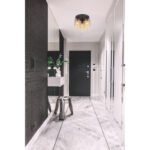 Plafonieră metal negru mat, sticlă fumurie, cristale de sticlă transparente, ø: 280mm, I: 260mm, excl. 3x E27 40W 230V