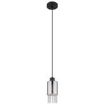 Lampă cu suspensie metal negru mat, sticlă fumurie, cristale de sticlă transparente, cablu PVC negru, ø: 100mm, I: 1200mm, fără 1x E27 40W 230V - imagine 3