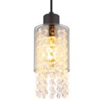 Lampă cu suspensie metal negru mat, sticlă fumurie, cristale de sticlă transparente, cablu PVC negru, ø: 100mm, I: 1200mm, fără 1x E27 40W 230V - imagine 4