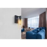 Aplică metal negru mat, sticlă fumurie, cristale de sticlă transparente, direcția luminii: în jos,  l x I x A: 100x270x150mm, fără 1x E27 40W 230V - imagine 2