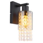 Aplică metal negru mat, sticlă fumurie, cristale de sticlă transparente, direcția luminii: în jos,  l x I x A: 100x270x150mm, fără 1x E27 40W 230V