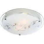 Plafoniera, crom, alb, sticlă , pietre decorative, margine oglinda, D: 320, H: 85, excl 2xE27 ILLU 60W 230V