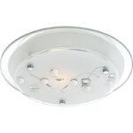 Plafoniera, crom, alb, sticlă , pietre decorative, margine oglinda, D: 250, H: 85, excl 1xE27 ILLU 60W 230V