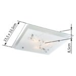 Plafoniera, crom, alb, sticlă , pietre decorative, margine oglinda, LxWxH: 335x335x85, excl 2xE27 60W 230V Illu. - imagine 3