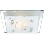 Plafoniera, crom, alb, sticlă , pietre decorative, margine oglinda, LxWxH: 240x240x85, excl 1xE27 60W 230V Illu. - imagine 2