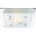 Plafoniera, crom, alb, sticlă , pietre decorative, margine oglinda, LxWxH: 240x240x85, excl 1xE27 60W 230V Illu. - imagine 3