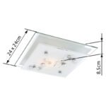 Plafoniera, crom, alb, sticlă , pietre decorative, margine oglinda, LxWxH: 240x240x85, excl 1xE27 60W 230V Illu. - imagine 4