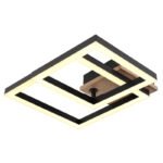 Plafonieră metal negru mat, MDF aspect lemn închis, plastic negru mat, plastic opal, mobil, articolul este demontabil, LxLxA: 420x310x80mm, incl. LED 15W 230V, sursă 1550lm, putere 700lm, 3000K - imagine 6