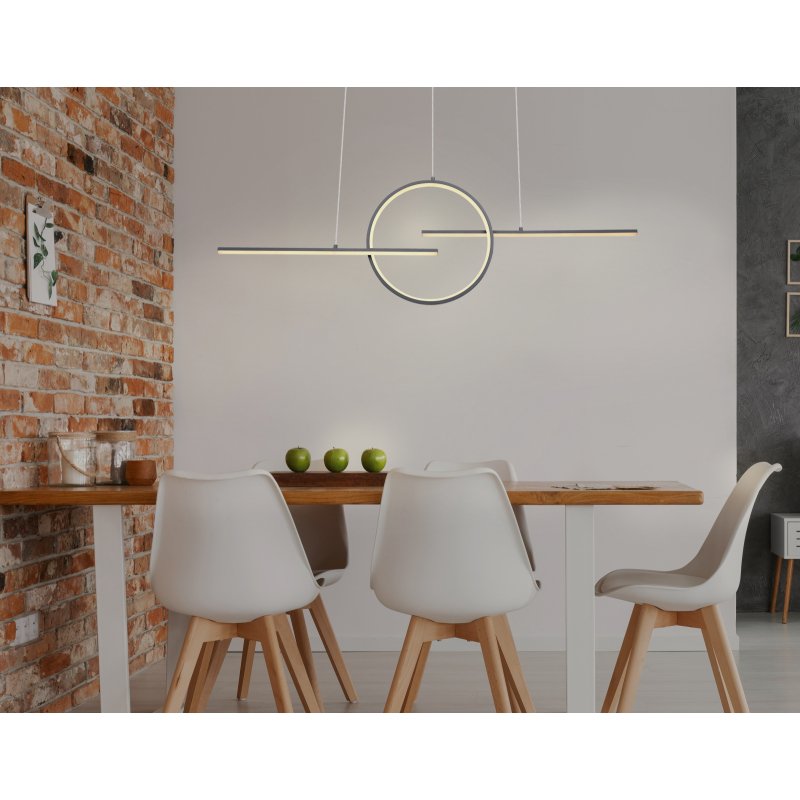 barral-67121-50g-g25309-6 suspensie, metal gri/grafit, acryl alb, lumina de veghe, dimmabila, telecomanda, schimbare culori lumina, LxBxH:1200x60x1500, inkl. 1xLED 50W 230V, 4000lm Source, 1300lm Output, CCT 3.000-4500-6.000 - imagine 1