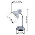 Lampa de birou, crom,argintiu, comutator, LxH: 215x350, excl 1xE27 40W 230V - imagine 3