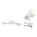 Veioza cu clema metalic alb, plastic alb, mobil, comutator, LxH: 240x210, excl 1xE27 R63 40W 230V - imagine 4