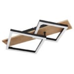 Plafonieră metal negru mat, MDF lemn optic închis, plastic negru mat, plastic alb, L x l x I: 475x310x85mm, inclusiv LED 18W 230V, 2100lm Sursă, 1050lm Ieșire, 3000K - imagine 3
