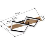 Plafonieră metal negru mat, MDF lemn optic închis, plastic negru mat, plastic alb, L x l x I: 475x310x85mm, inclusiv LED 18W 230V, 2100lm Sursă, 1050lm Ieșire, 3000K - imagine 5