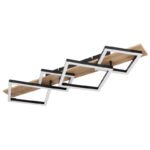 Plafonieră metal negru mat, MDF lemn optic închis, plastic negru mat, plastic alb, L x l x I: 820x310x85mm, inclusiv LED 30W 230V, 3350lm Sursă, 1700lm Ieșire, 3000K - imagine 3