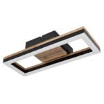 Plafonieră metal negru mat, MDF lemn optic închis, plastic negru mat, plastic alb, L x l x I: 345x130x58mm, inclusiv LED 12W 230V, 1350lm Sursă, 600lm Ieșire, 3000K - imagine 3
