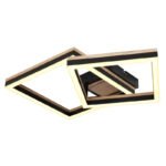 Plafonieră metal negru mat, MDF lemn optic închis, plastic negru mat, plastic alb, rotativ, L x l x I: 490x380x93mm, pătrat mic: 22 x 22 cm, pătrat mare: 27 x 27 cm, inclusiv LED 18W 230V, 2100lm Sursă, 1100lm Ieșire, 3000K - imagine 6