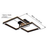 Plafonieră metal negru mat, MDF lemn optic închis, plastic negru mat, plastic alb, rotativ, L x l x I: 490x380x93mm, pătrat mic: 22 x 22 cm, pătrat mare: 27 x 27 cm, inclusiv LED 18W 230V, 2100lm Sursă, 1100lm Ieșire, 3000K - imagine 7