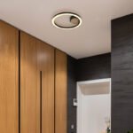 Plafonieră metal negru mat, MDF lemn optic închis, plastic negru mat, plastic alb, ø: 300mm, I: 58mm, incl. LED 12W 230V, 1350lm Sursă, 600lm Ieșire, 3000K - imagine 2
